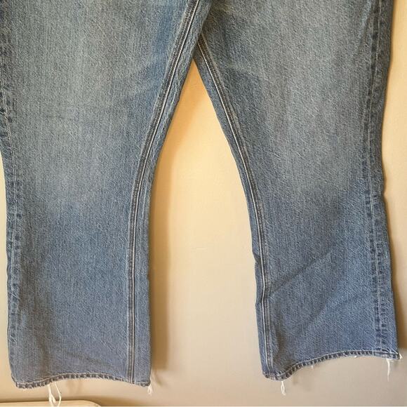 American Eagle Light Wash Distressed Flare Jean Size 12 Long - Picture 10 of 13